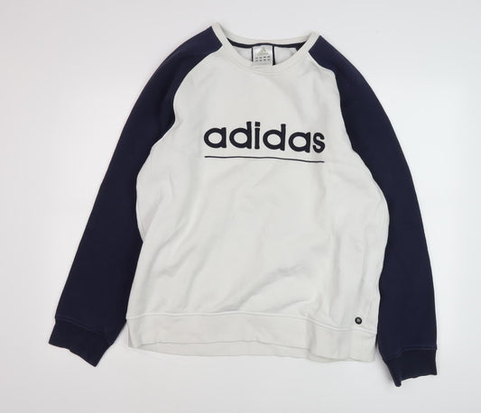 Adidas Men's White Pullover Sweatshirt L - Logo