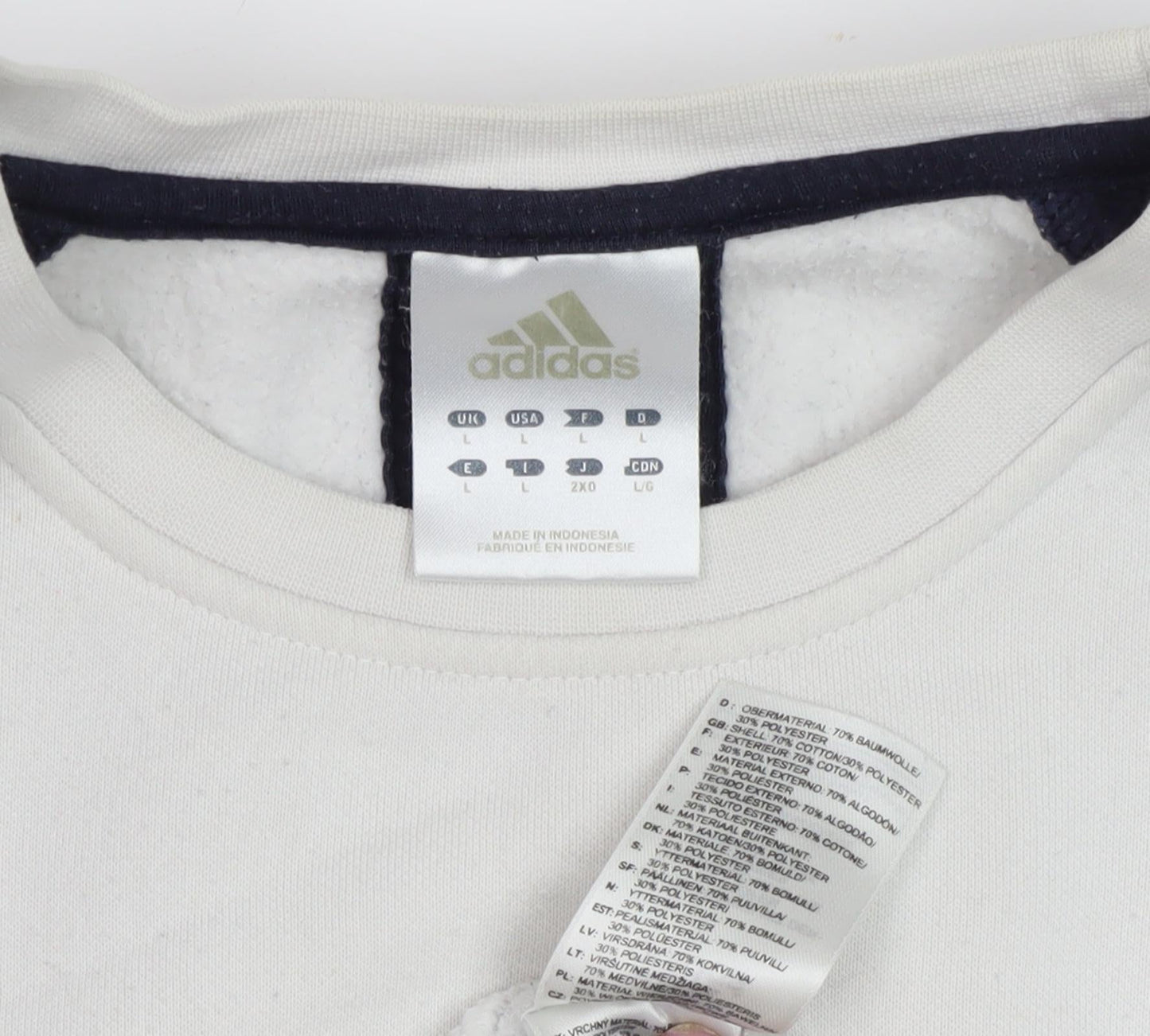 Adidas Men's White Pullover Sweatshirt L - Logo