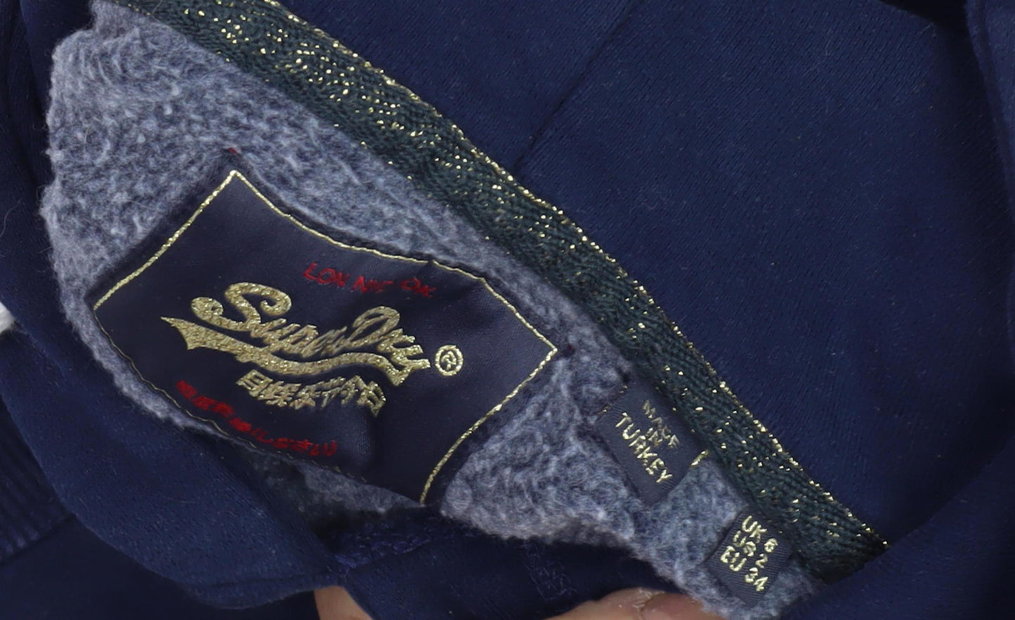 Superdry Women's Blue Pullover Hoodie, UK 6, Hooded Long Sleeve