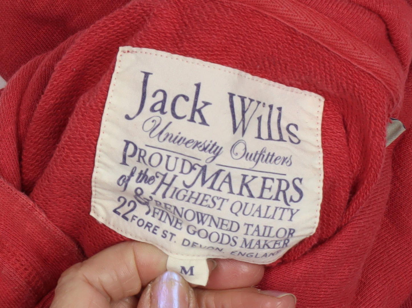 Jack Wills Men's Red Henley Hoodie M
