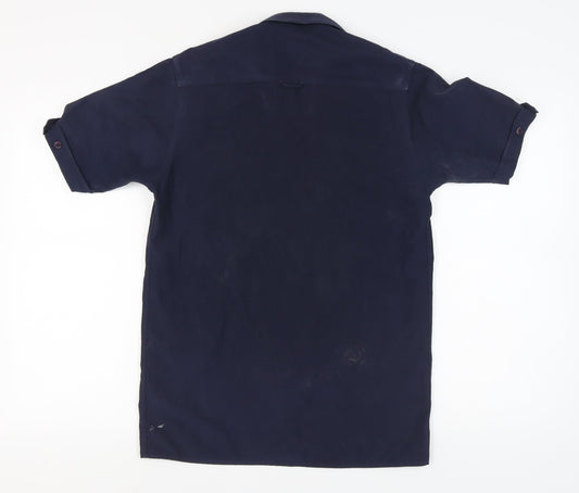 Kickers Men's Blue Short Sleeve Button-Up Shirt S