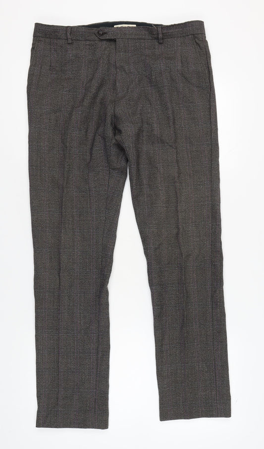 Reiss Men's Grey Check Dress Pants Size 34