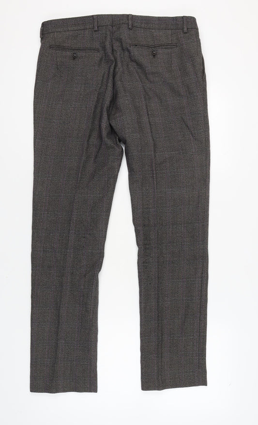 Reiss Men's Grey Check Dress Pants Size 34