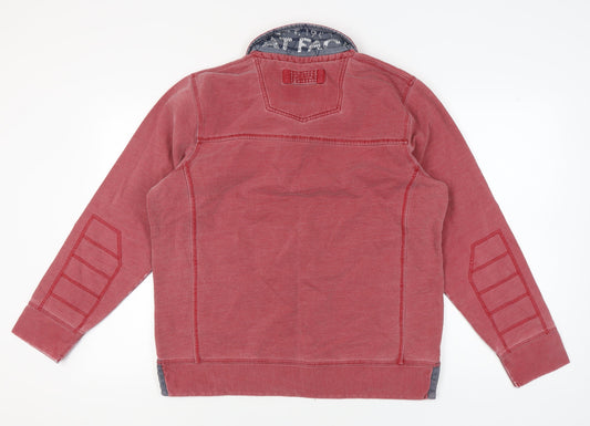Fat Face Men's Red Henley Sweatshirt, Size L, Jersey Fabric