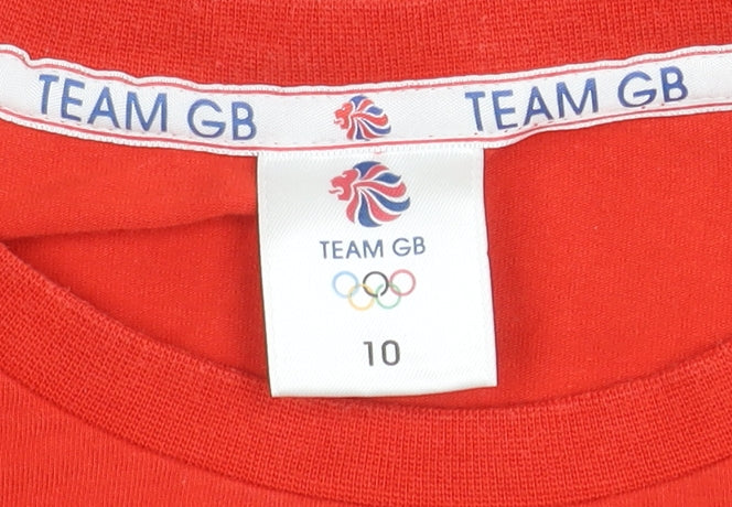 Team GB Women's Red T-Shirt Size 10 - Olympian Style