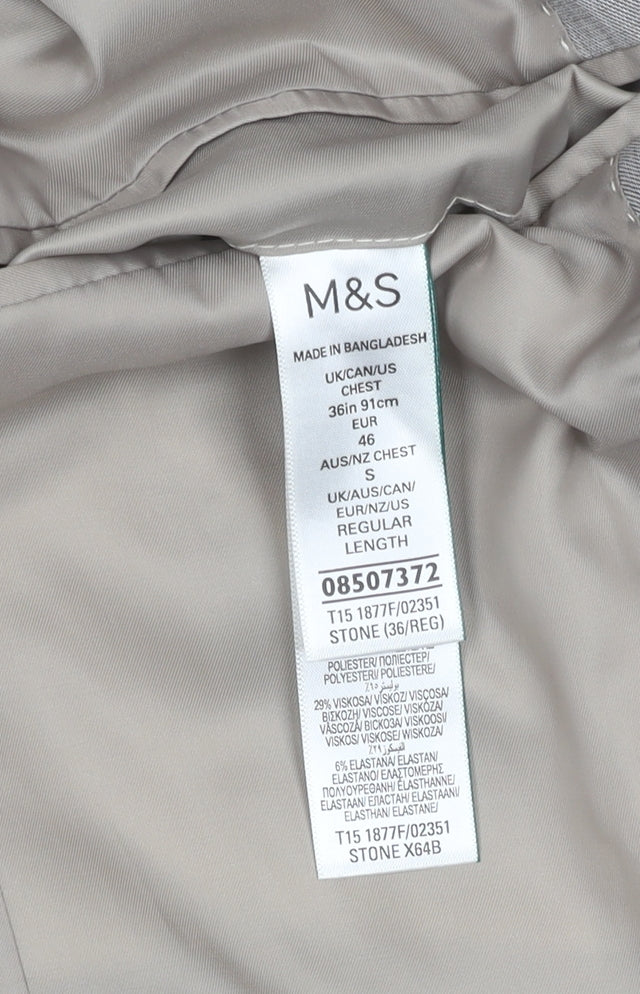 Marks and Spencer Men's Grey Blazer Size 36 Regular Fit