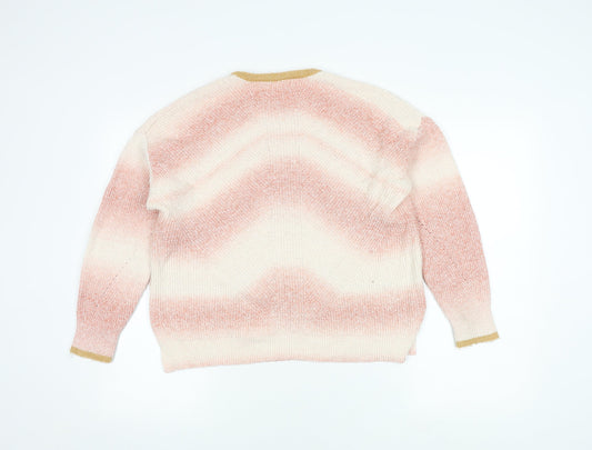 White Stuff Women's Pink Striped Pullover Jumper Size 14
