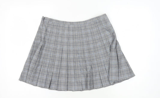 Superdry Women's Grey Pleated Check Skirt Size 12