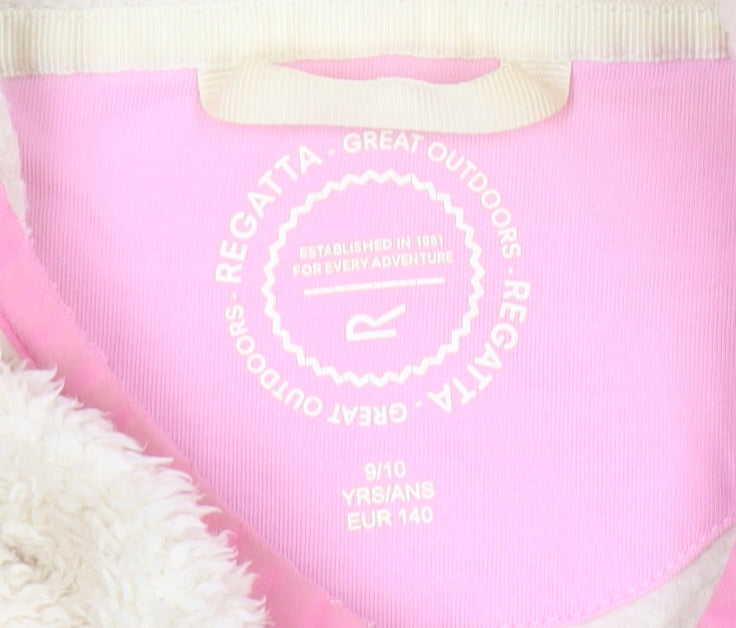 Brand and care label for Regatta girls’ ivory fleece hoodie 10 years - cosy pullover