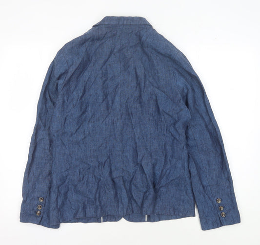 East Women's Blue Blazer - Size 12, Cotton, Casual