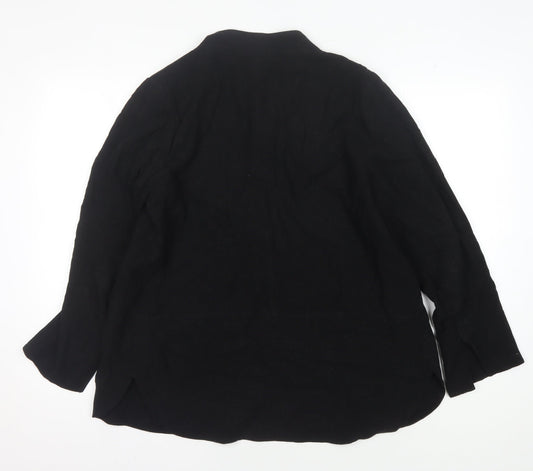 Blue Illusion Black Linen Blend Blazer for Women M