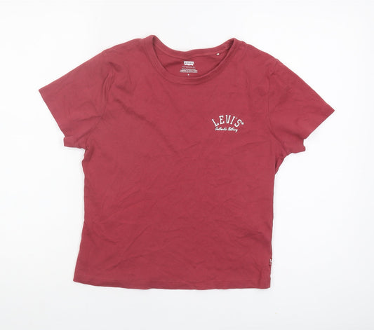 Levi's Women's Red Medium Cotton Crew Neck T-Shirt