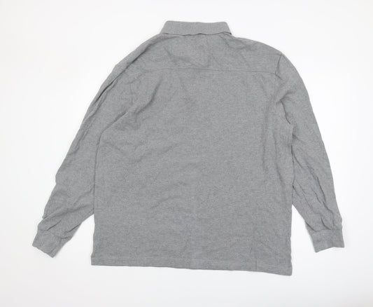 Howick Men's Grey Long Sleeve Polo - XL Cotton Casual