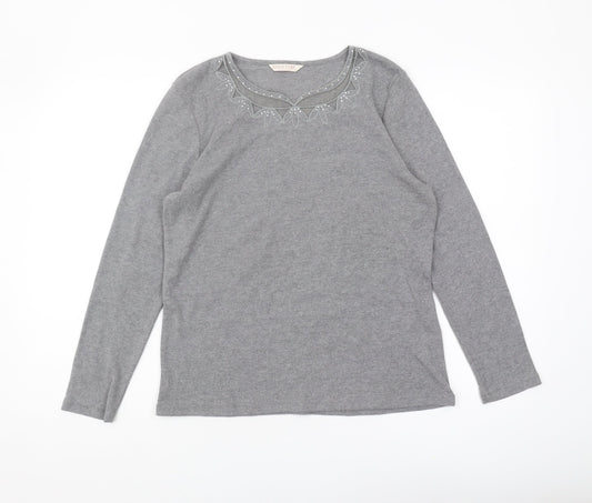 Womens UK Size M Anna Rose Grey Cotton Blend T-Shirt