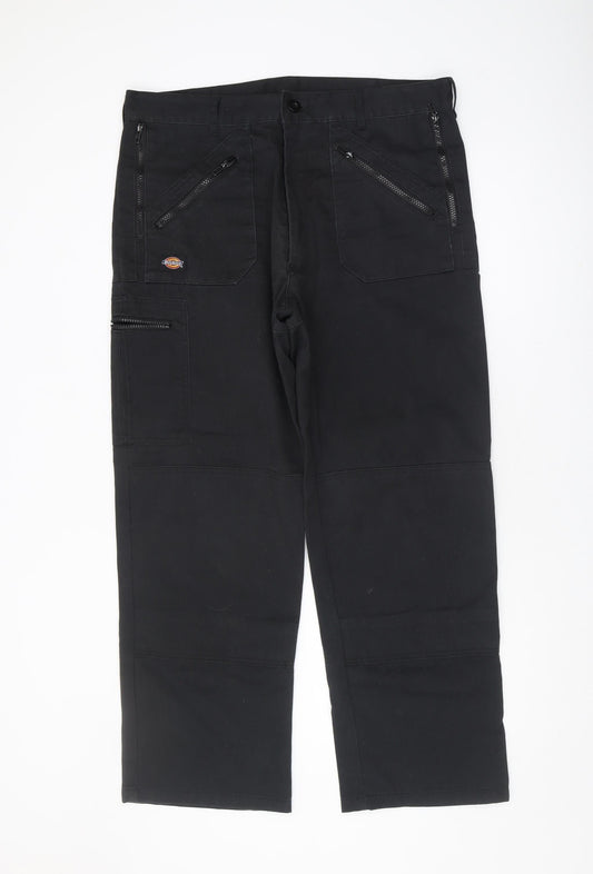 Dickies Men's Black Cargo Trousers, Size 36, Workwear