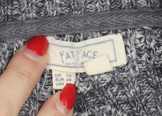 Fat Face Women's Grey Chunky-Knit Pullover Jumper Size 10