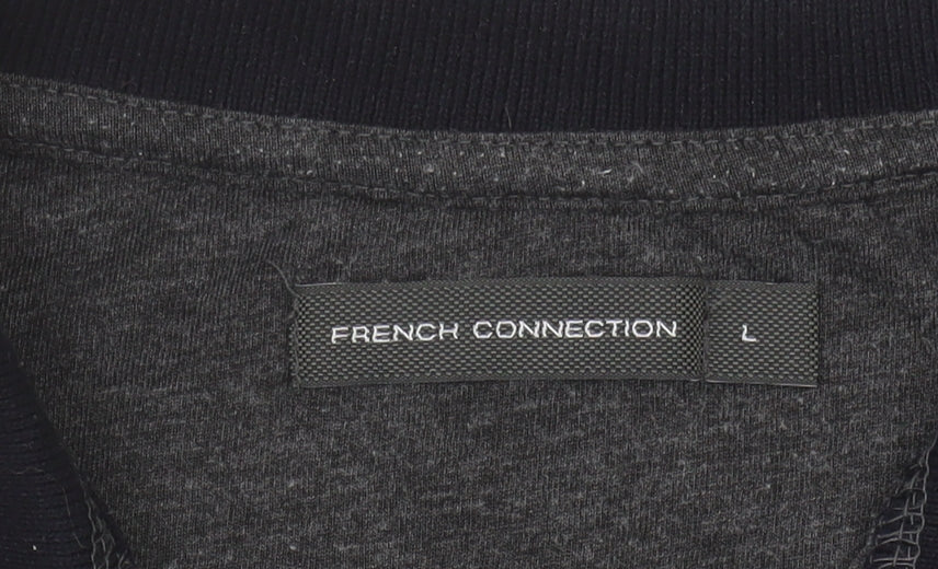 Brand and care label for French Connection Men's Grey Polo Shirt, size L