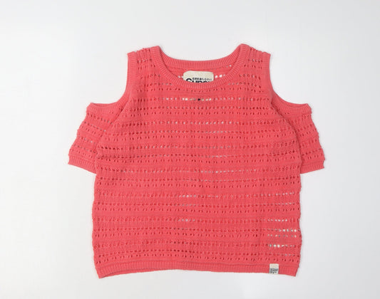 SuperDry Women's Red Open-Knit Pullover Jumper XS
