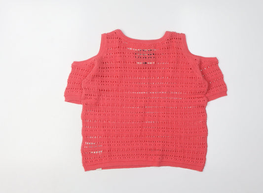 SuperDry Women's Red Open-Knit Pullover Jumper XS