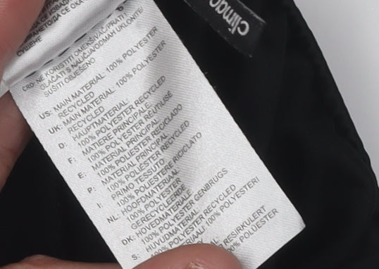 Brand and care label for Adidas boys’' black athletic shorts 9-10 years