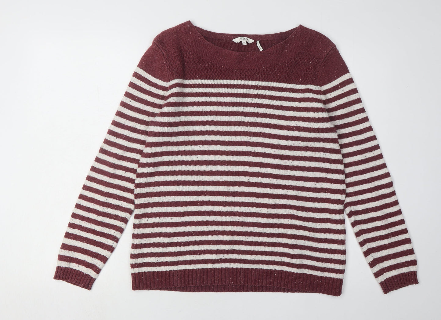 FatFace Women's Red Striped Pullover Jumper Size 14