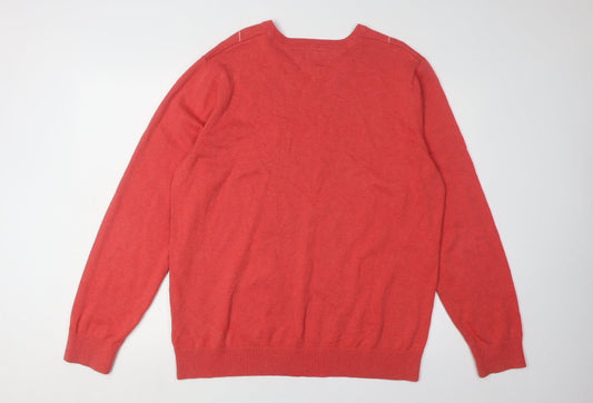 Tommy Hilfiger Men's Red Argyle V-Neck XL Pullover