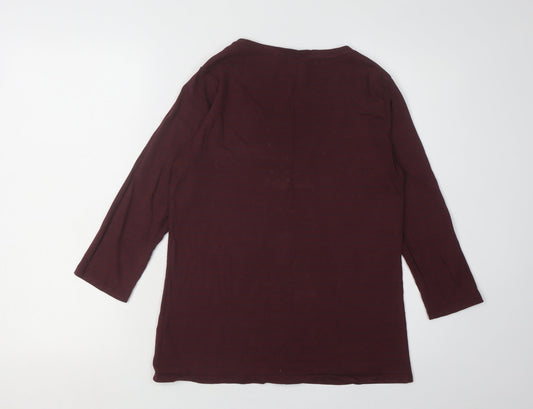 FatFace Women's Purple 3/4 Sleeve Striped T-Shirt Size 12