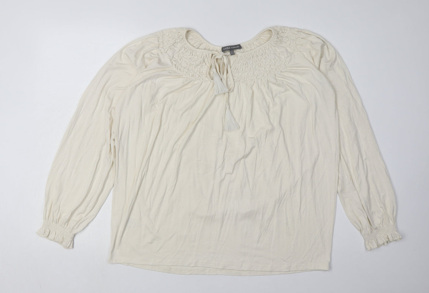 Laura Ashley Women's Ivory Tunic Blouse Size 16 - Elegant & Comfortable