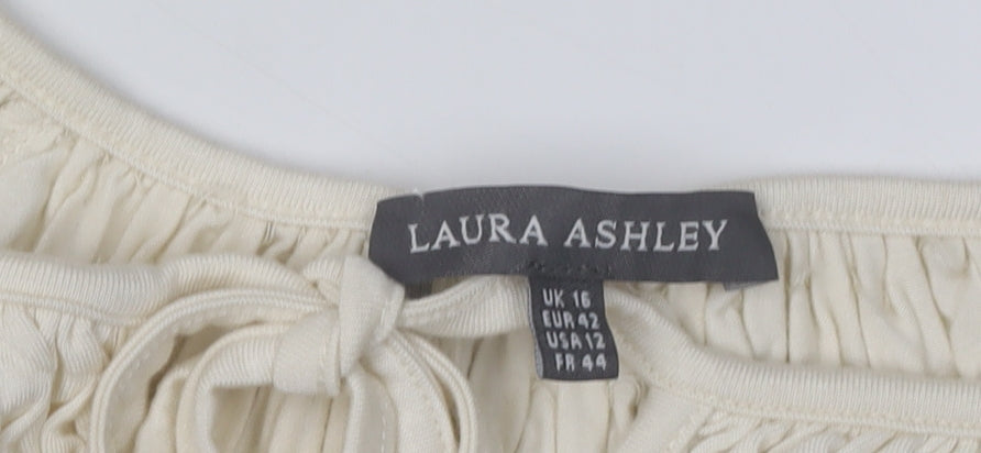 Laura Ashley Women's Ivory Tunic Blouse Size 16 - Elegant & Comfortable