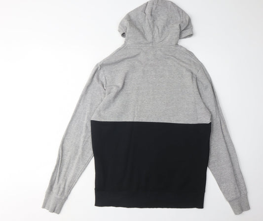 Jack & Jones Men's Grey and Black Pullover Hoodie S