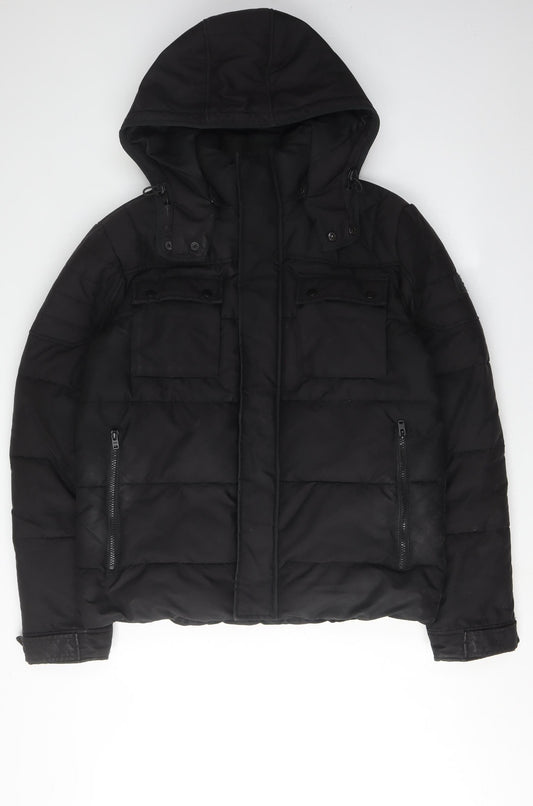 Jack & Jones Men's Black Puffer Jacket L Casual