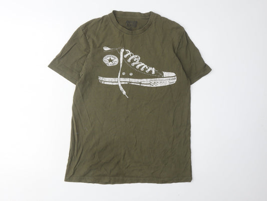 Mens UK Size XS Converse Green Cotton T-Shirt