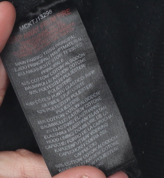 Brand and care label for McKenzie boys’ black full zip hoodie, 13-14 years, logo sportswear