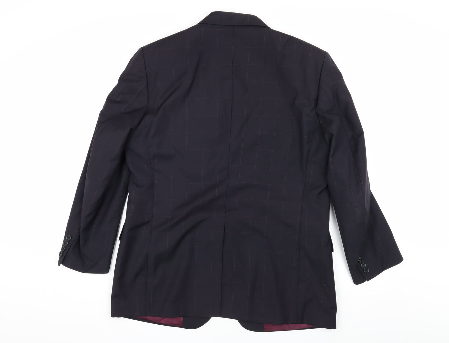 Jaeger Men's Blue Check Wool Blazer - Size 52S