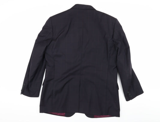 Jaeger Men's Blue Check Wool Blazer - Size 52S