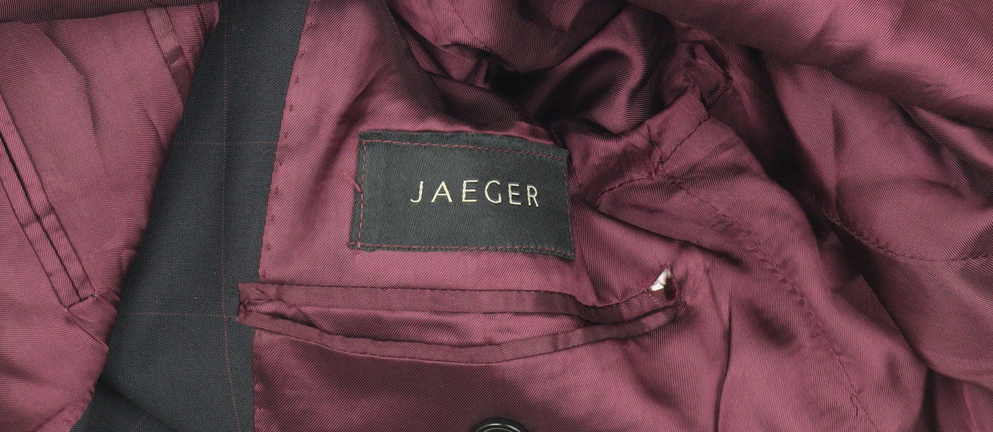 Jaeger Men's Blue Check Wool Blazer - Size 52S