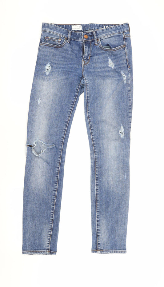 Gap Women's Blue Skinny Jeans Size 4 Distressed