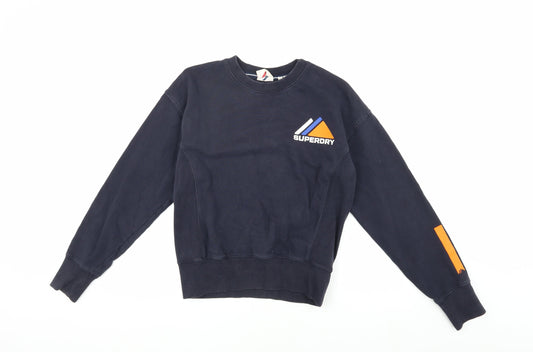 Womens UK 8 Regular Superdry Black Pullover Sweatshirt