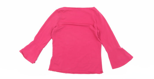 Hobbs Women's Pink Blouse Bell Sleeve XS