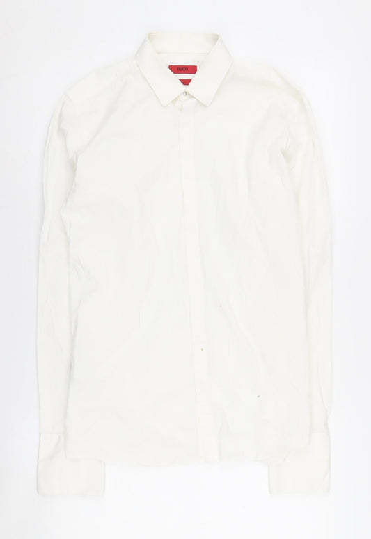 Hugo Boss Men's White Formal Dress Shirt 39 Extra Slim