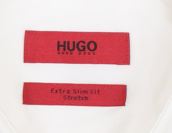 Hugo Boss Men's White Formal Dress Shirt 39 Extra Slim