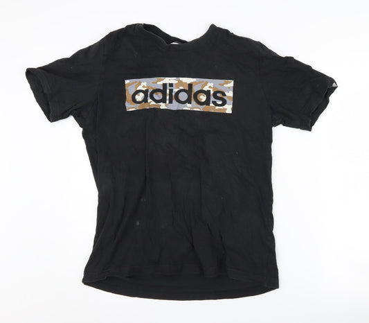 Additional front view of Adidas Men's Black Camouflage Logo T-Shirt, size M