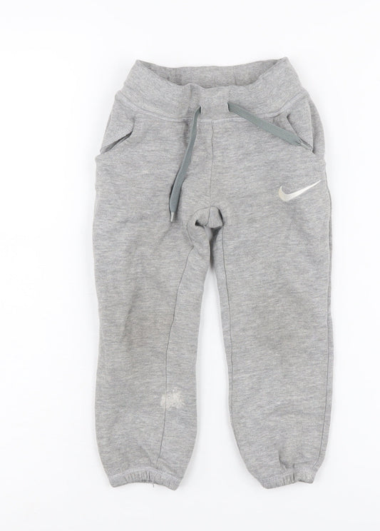 Nike Boys Grey Jogger Trousers XS Cotton Blend