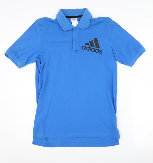 Additional front view of Adidas Men's Blue Polo Shirt, size S, Logo Accent