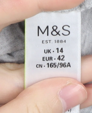 Marks and Spencer Women's Grey Embroidered T-Shirt Size 14