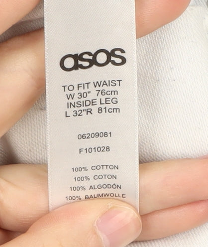 Close-up detail of Asos Women's Blue Mom Jeans, size 30, Distressed Denim