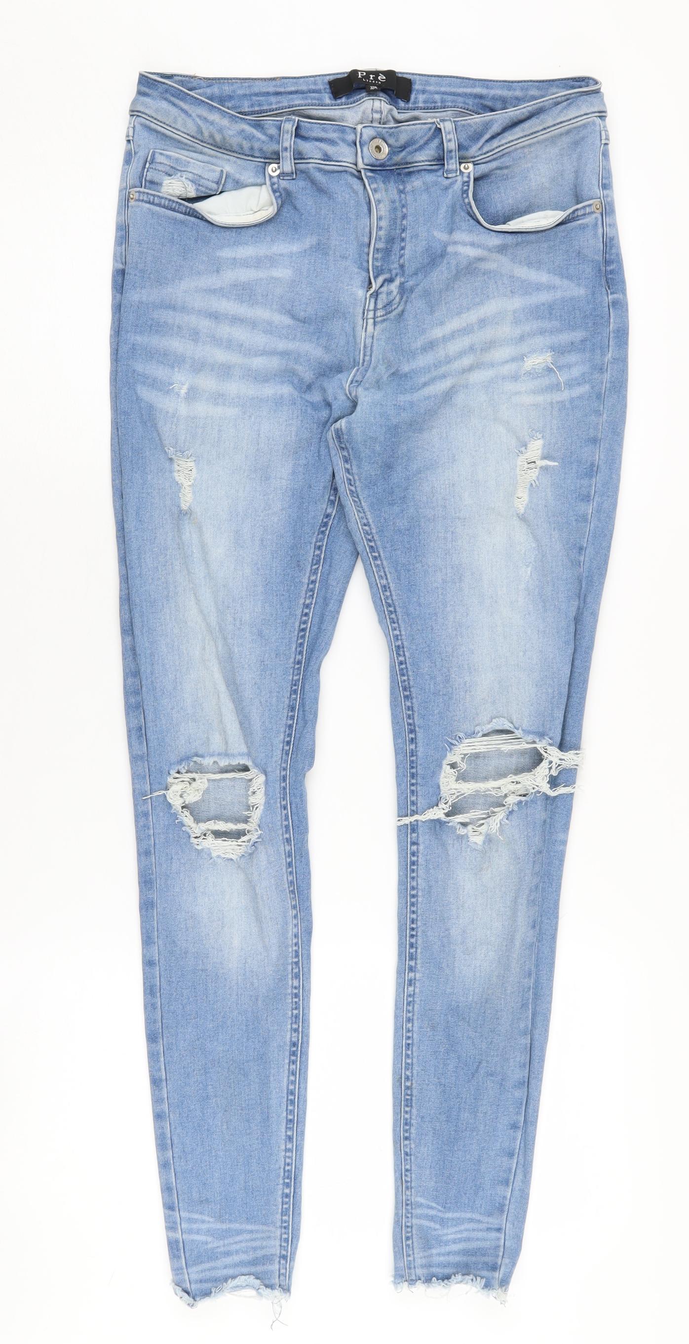 Prè London Women's Blue Distressed Skinny Jeans Size 32