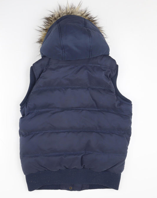 Fat Face Women's Blue Puffer Waistcoat Hooded Size 10