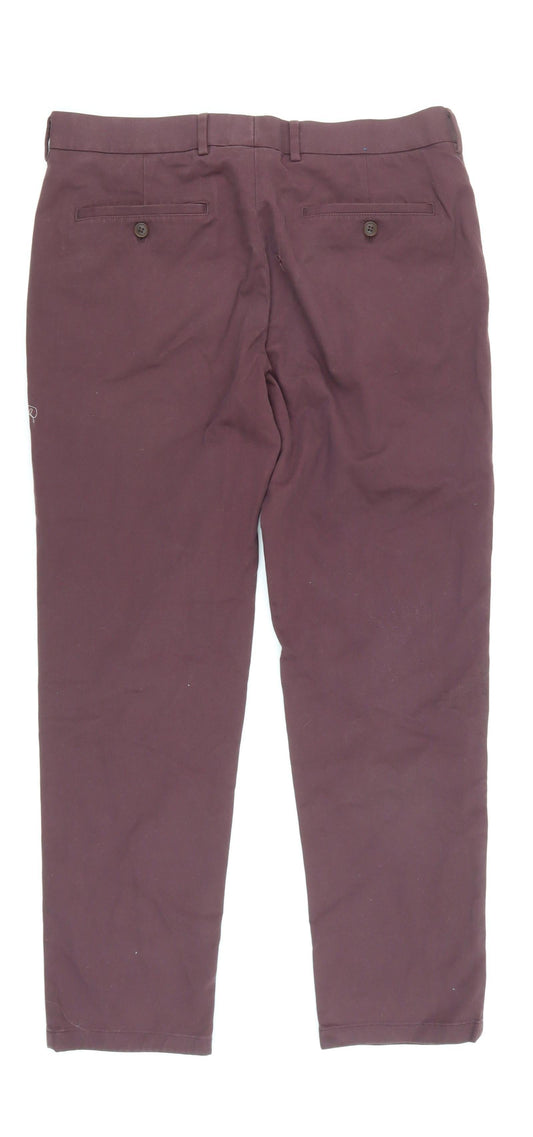 Charles Tyrwhitt Men's Slim Fit Brown Trousers 34W