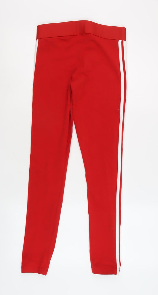 Adidas Girls Red Leggings S Slim Stretch Activewear